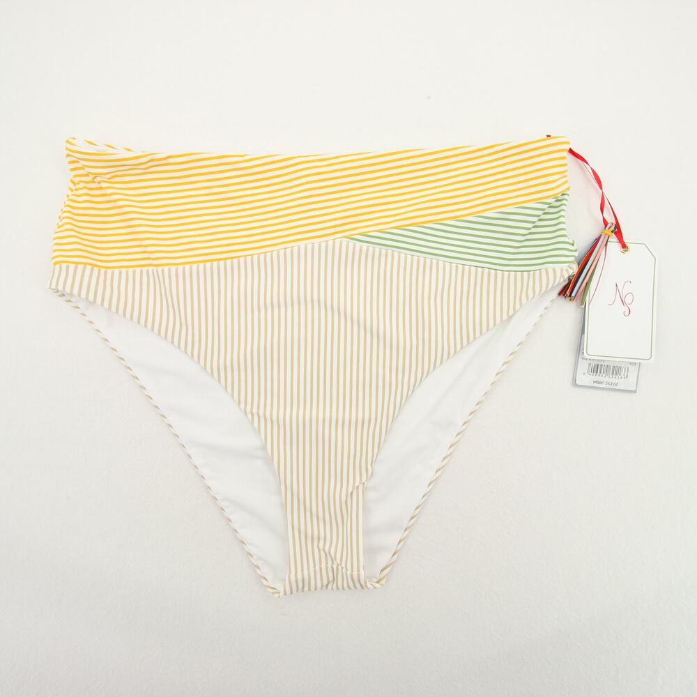 Antonio Melani x The Nat Note High Waist Striped Swim Bikini Bottom XL NWT